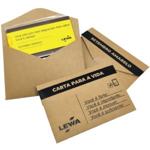 Carta de chocolate personalizada como brinde corporativo para campanhas de Setembro Amarelo.